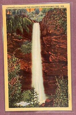Latourelle Falls on the Columbia River Highway, Oregon - Linen Postcard