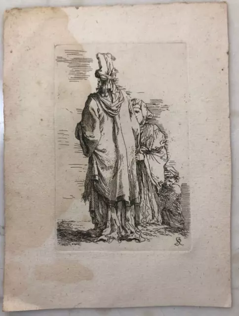 Salvator Pink Antique Original Equaforte Engraving Man's Shoulders