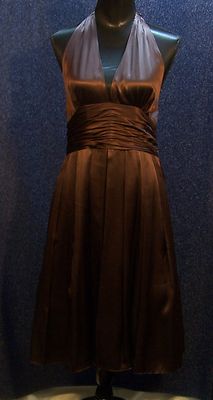 Adrianna Papell Marilyn Monroe Style Size 12 Brown Silk Halter Dress