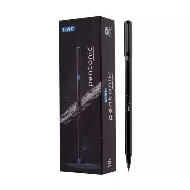 Pack de 10 stylos à bille noire Linc Pentonic 0,7 mm, corps noir, encre noire