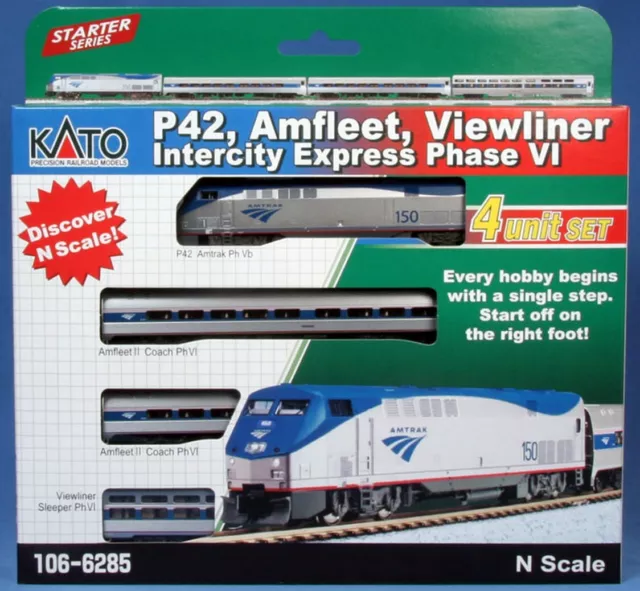 N Kato 106-6285 GE P42, Amfleet II, Viewliner I Intercity Express Starter Series