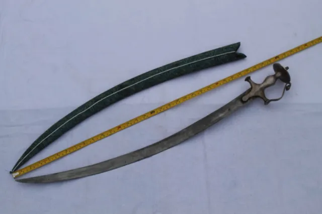 rare antique mughal  Rajput Sikh talwar/ silver gilt/coated sword hilt Damascus