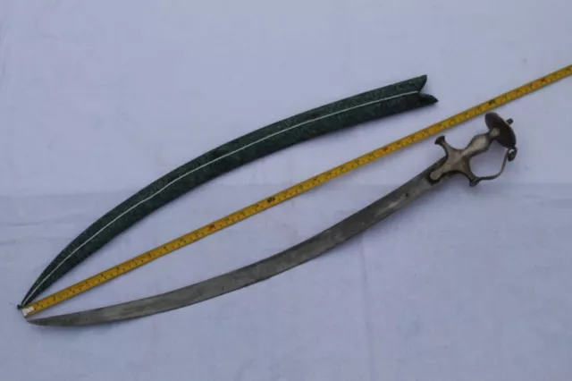 rare antique mughal  Rajput Sikh talwar/ silver gilt/coated sword hilt Damascus