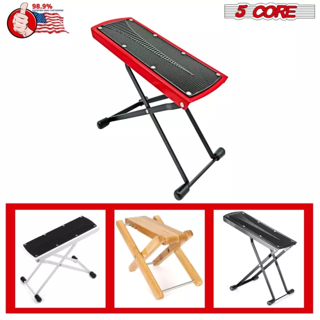 5Core Guitar Foot Stool Adjustable Leg Rest Pedal Footstool for Guitarist Player