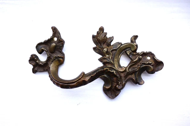 1 x UNUSUAL LEAF VINTAGE ANTIQUE BRASS  ORNATE FANCY DRAWER DOOR CABINET HANDLE