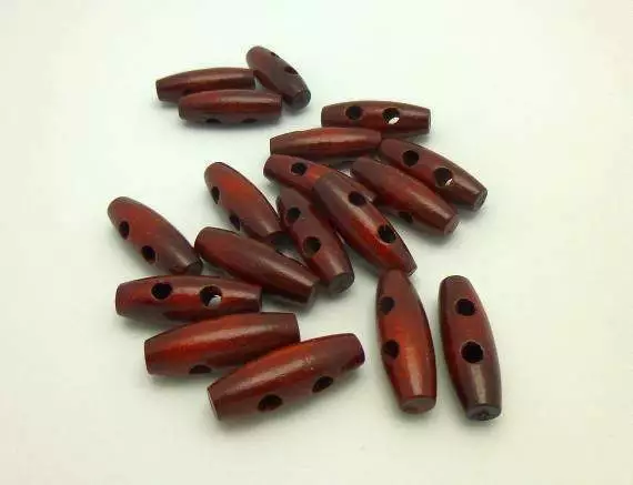 Botones de madera Toggle - acabado marrón rojizo oscuro - 34 mm (1,25")