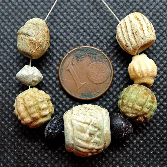 Lot de Perles Faience Ancien Egypte Fouille Set Ancient Roman Egypt Glass Beads