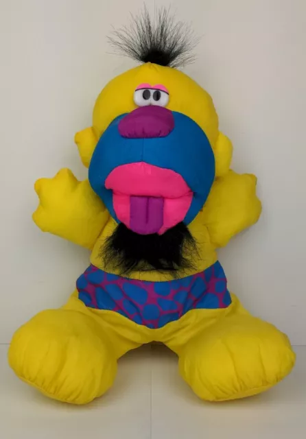 Vintage Fisher Price 1992 Yellow Caveman Puffalump Stuffed Doll Grunts