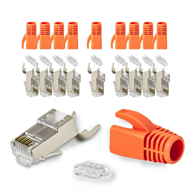 CAT5 CAT6 CAT7 Netzwerkstecker RJ45 Stecker Crimp LAN Vergoldet Kontakte Patch +