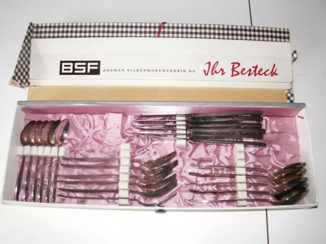 Vintage BSF 90er Silber Besteck-Set 23-teilig für 6 Personen in OVP