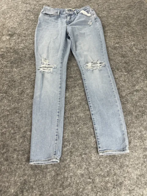 Levis Jeans Womens 29x30 -6 High Rise 721 Skinny Ripped Blue Denim Pants N185