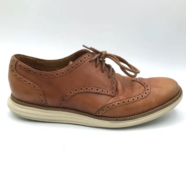 Cole Haan Mens Lunargrand Oxfords Shoes Brown Leather Lace Up Wingtip 9.5M