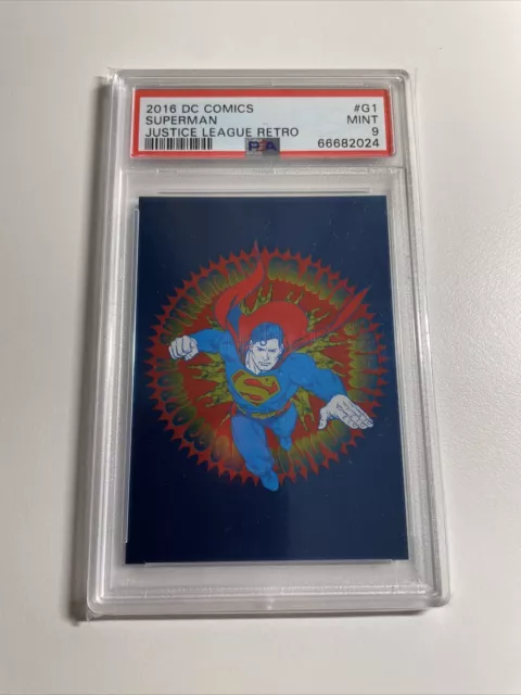 FOIL 2016 Cryptozoic DC Comics Justice League Retro #G1 Superman PSA 9 Mint