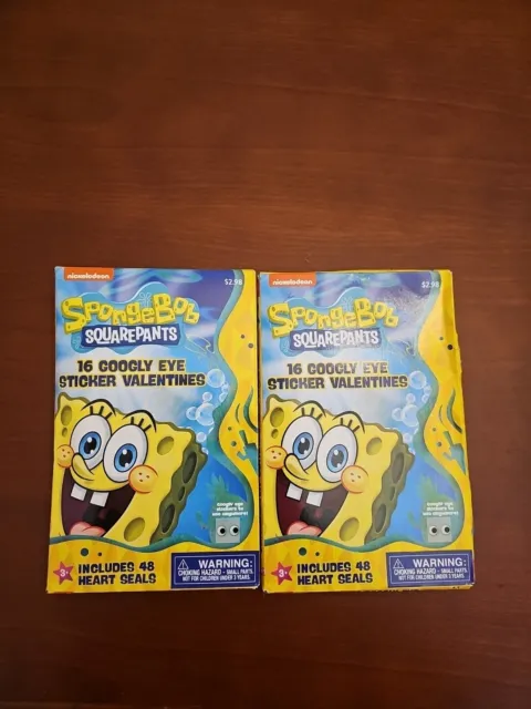 Lot of 2 SpongeBob Giant Sticker Valentine Cards 16 Per Box