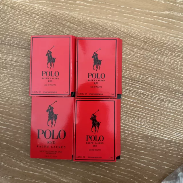 Lot 4 RALPH LAUREN POLO RED 1.5ml COLOGNE SPRAY SAMPLE VIAL