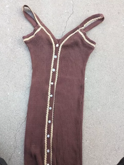 VINTAGE TWO TONE Long Aline Cotton Maxi Dress Boho Hippie Made in USA S ...