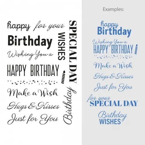Couture Creations Stamp Set - Happy Birthday  Sentiment (14pc) - 80 x 116mm
