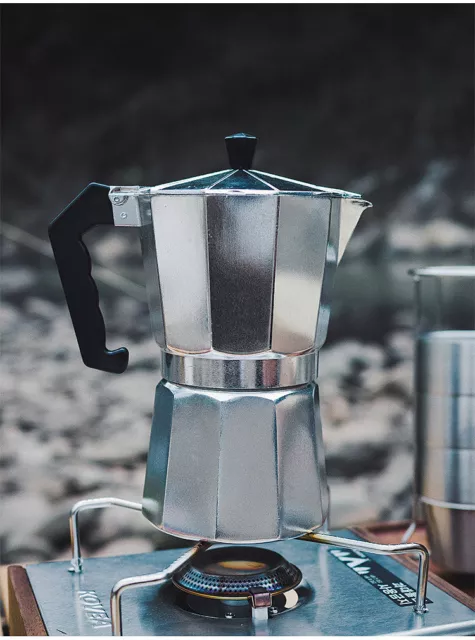Cafetière plaque électrique 500W 3 tasses Machine à Camping expresso octogonale