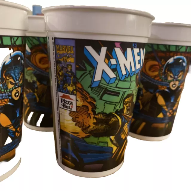 Vtg 1993 Marvel Pizza Hut X-Men Plastic 16 oz Cup 5 inchs tall (lot of 5 cups)