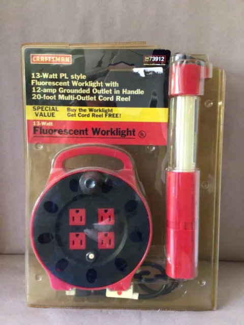 CRAFTSMAN FLUORESCENT WORK Light 25 Foot Cord 15 Watt Bulb Red Portable  £15.86 - PicClick UK