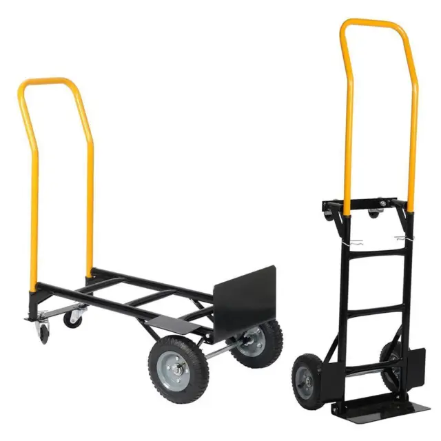 Hand Truck Dual Purpose 2 Wheel Dolly Cart 330 Lbs Capacity Heavy Duty Platform