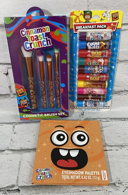Sombra de ojos crujiente tostada canela, cepillos de maquillaje, bálsamo labial con sabor a desayuno-10 piezas