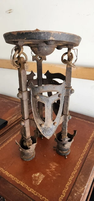 GRIFFIN 19th CENTURY GOTHIC WROUGHT IRON  CHANDELIER