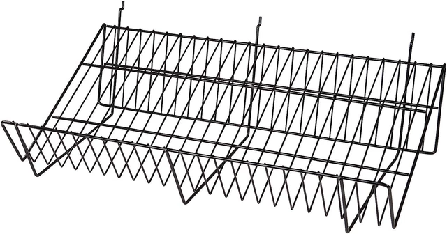 24 X 12 X 6 Inch Black Downslope Shelf with 4 Inch Slanted Front Lip - for Slatw
