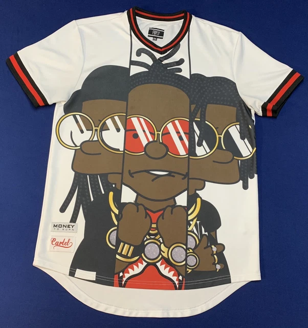 RS1NE FRPLY Cartel Bart Simpson Street Wear 2XL Money To Burn Jersey Shirt EUC RS1NE FRPLY Cartel Bart Simpson Street Wear 2XL Money To Burn Jersey Shirt EUC