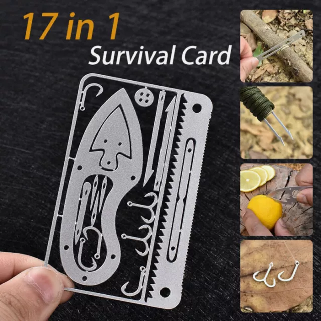 17 In 1 Fishing Gear Card Multi-Tool Camping Survival Tools Hunting SurvivalXj4