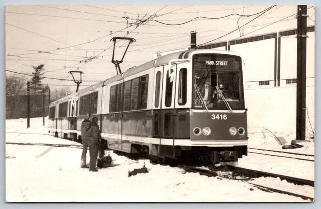 RPPC MBTA Streetcar Trolley 3416 Park Street Boston MA UNP Postcard F17