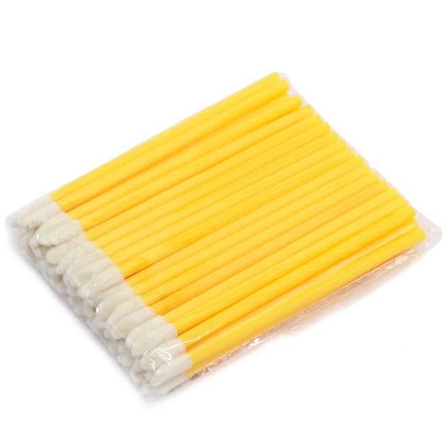 200 piezas cepillo de labios desechable brillo varitas aplicador cepillo de maquillaje amarillo