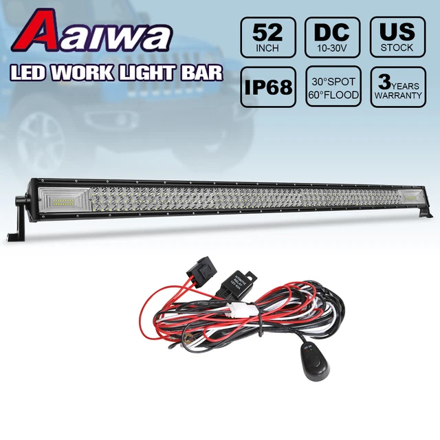 52" inch LED Light Bar Flood Spot Combo Roof Driving Truck Boat SUV w/ Wiring 50