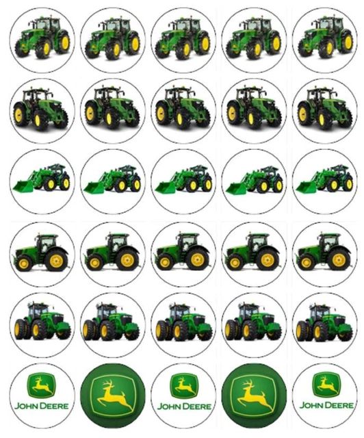 JOHN DEERE TRACTOR Cupcake Topper Edible Wafer Cake Decorations (1 ...