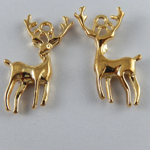 20 Stück Gold Farbe Legierung Hirsch geformt Anhänger Charme Schmuck Handwerk