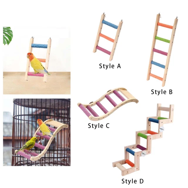 Échelle Pliable En Bois Pour Cage à Oiseaux - Jouet D'escalade Et Perchoir Pour Perroquets, Perruches, Petits Oiseaux - 10