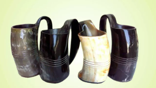 Vintage Viking drinking horn mugs Tankard for beer ale wine Set of 10