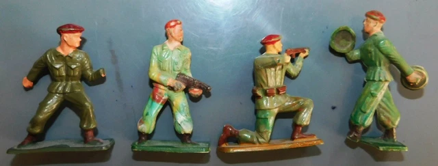 FIGURINE STARLUX Militaire Beret Rouge Uni Jambes Pliees Mitrailette