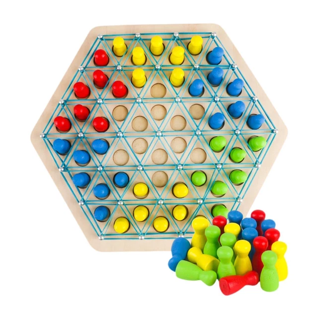 Jeu De Triangle En Chaîne Interactif - Jeu D'Échecs Triangulaire Avec Élastiques, Stratégie Fun Pour Famille Et Enfants