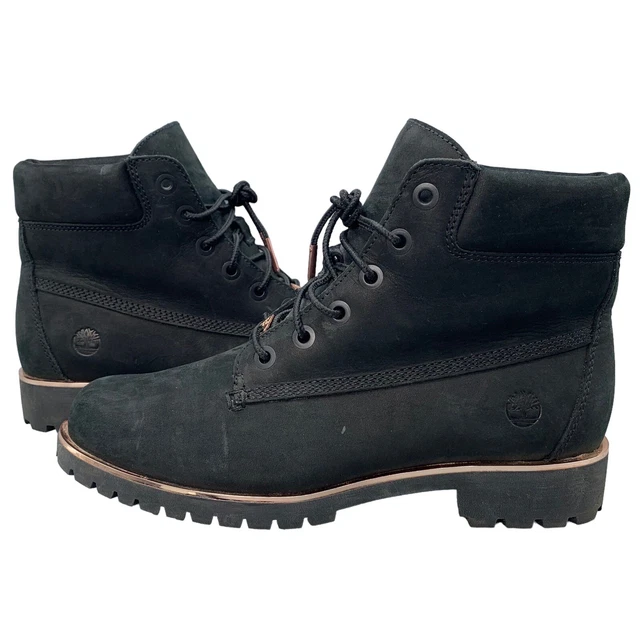 TIMBERLAND ANKLE BOOTS 6 Inch Black Rose Gold UK6 EU39 Nubuck