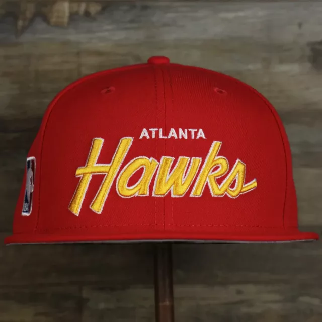 Atlanta Hawks New Era NBA 9Fifty Script Adjustable Snapback Hat Cap - Red