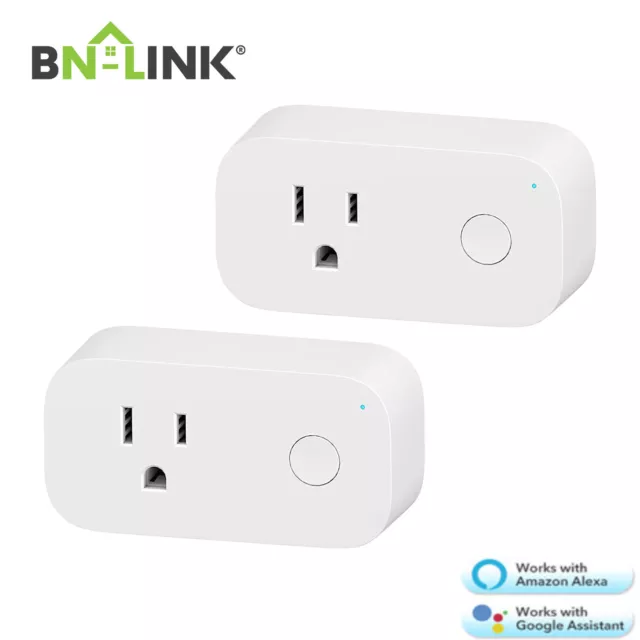 BN-LINK 2 Pack Smart Wi-Fi Plug Outlet with Remote Control, Timer Function 15A