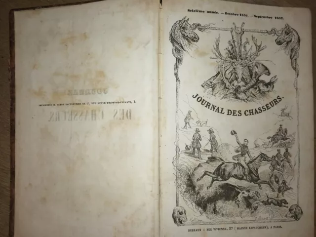 B4- Journal des chasseurs 1852 gravures hors texte