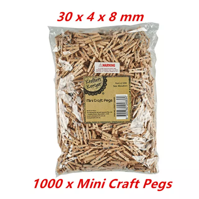 1000 x Mini Wooden Craft Pegs Decoration Cloth Hanging Paper Photo Pins
