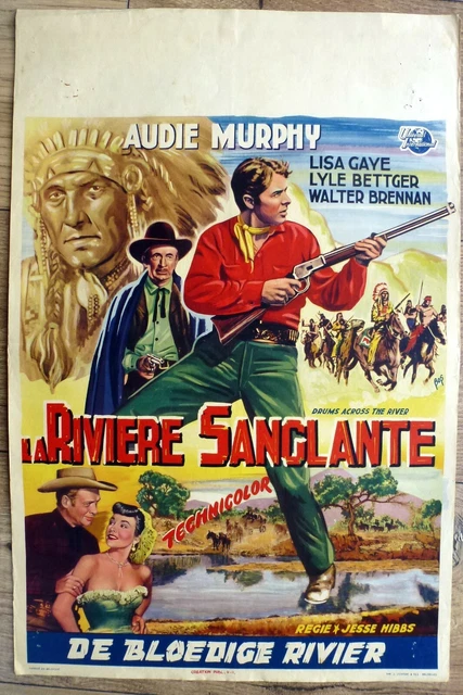 belgian poster western DRUMS ACROSS THE RIVER, AUDIE MURPHY, LYLE BETTGER INDIEN
