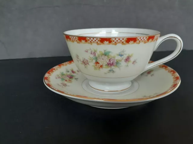 JYOTO CHINA Tea Cup and Saucer Set. OCCUPIED JAPAN w/Floral Design