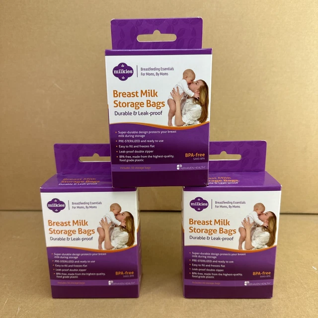 Lot of 3 Boxes - Fairhaven Health Milkies Breast Milk Storage Bags - 50 each box
