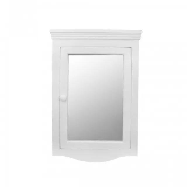 Corner Surface Wall Mount Wooden Medicine Cabinet in White with Mirror