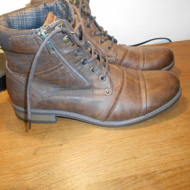 mens brown leather lace up boots