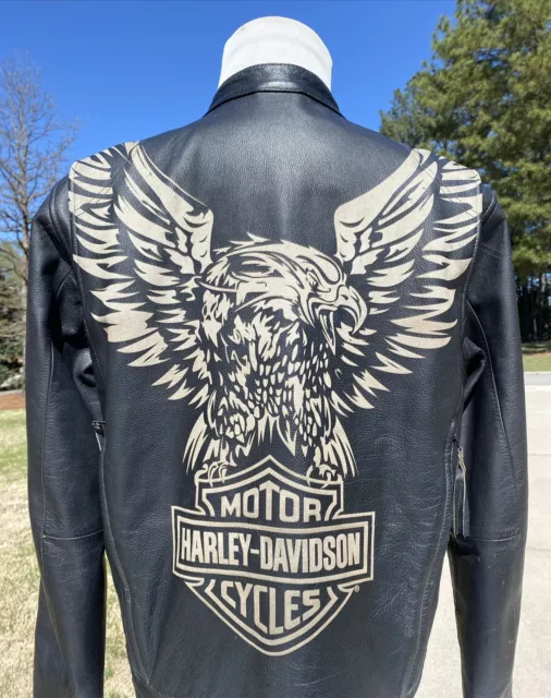 Harley-Davidson Men TERRITORY Eagle Leather Jacket Black Large Tall 97130-09VM